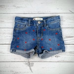 Levi's girl denim shorts w/ embroidered Hearts